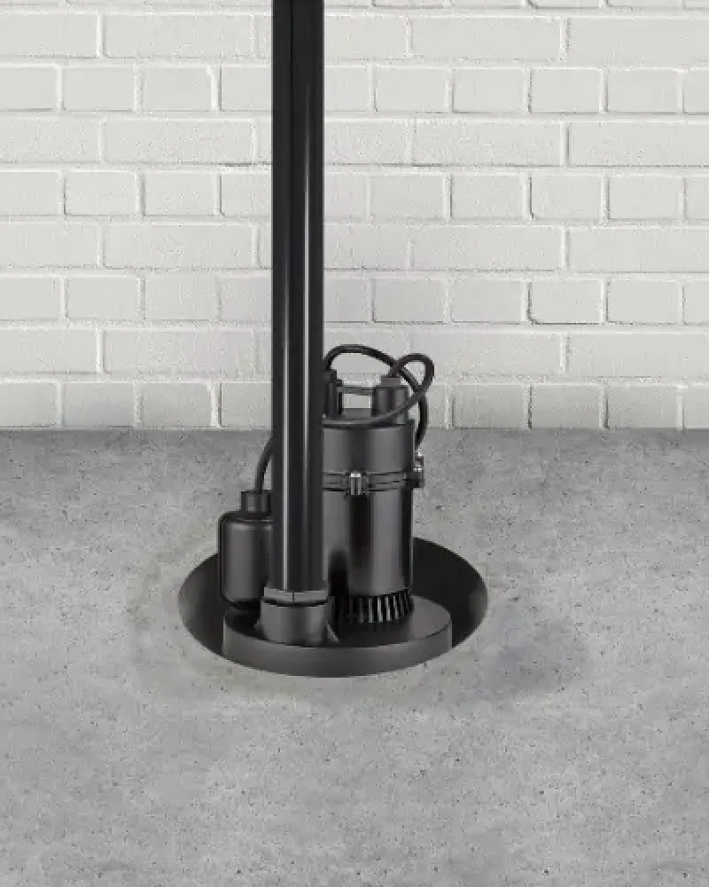 Sump pump in a basement.