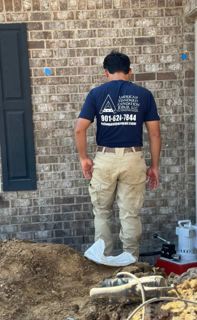 American Standard Foundation Repair employee working.