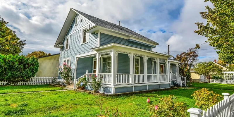 Home with a porch.