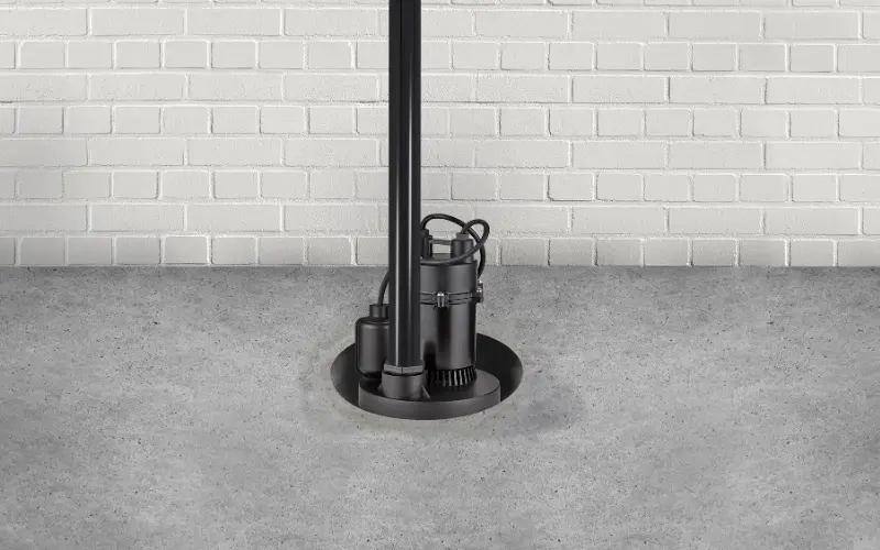 Sump pump in a basement.