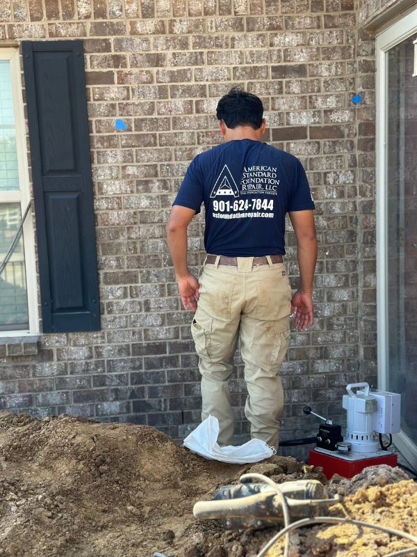 American Standard Foundation Repair employee working.